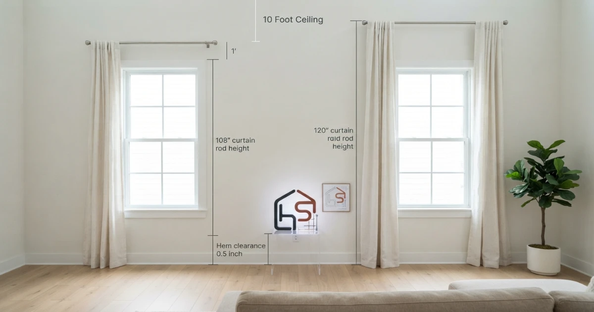 Curtains for 10 ft ceiling showing 108 versus 120-inch panel placement