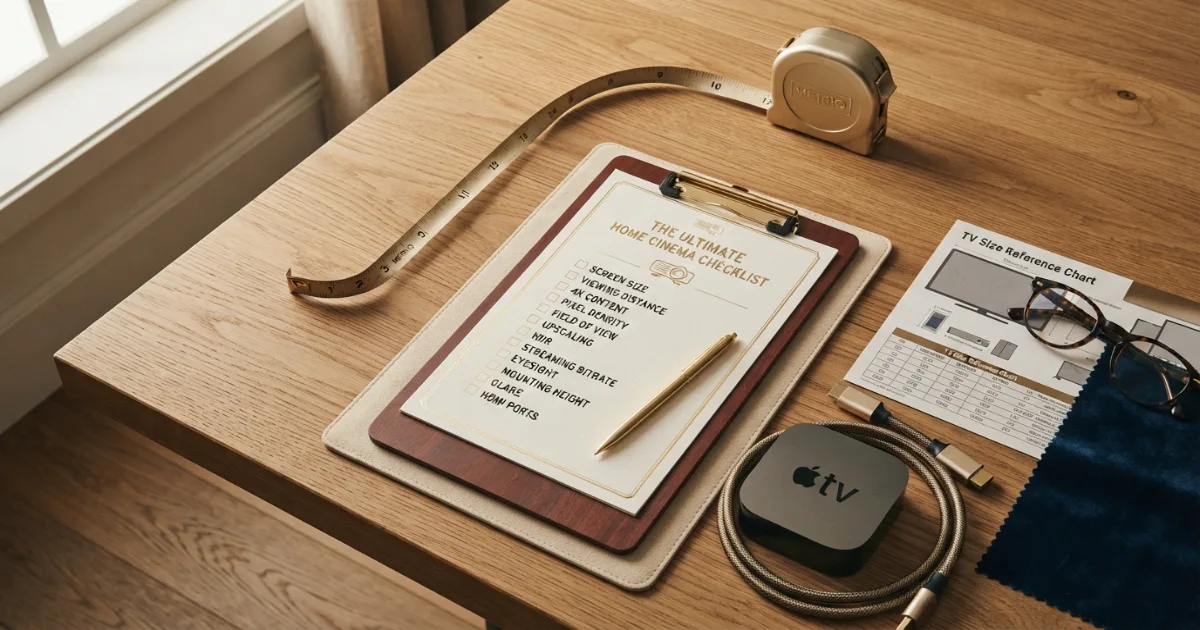 4K viewing distance buying checklist with screen size content quality HDR and glare