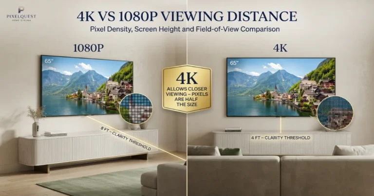 4K vs 1080p viewing distance split‑screen comparison on a 65‑inch TV