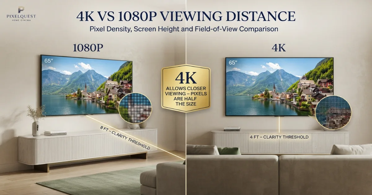 4K viewing distance compared with 1080p on the same TV size