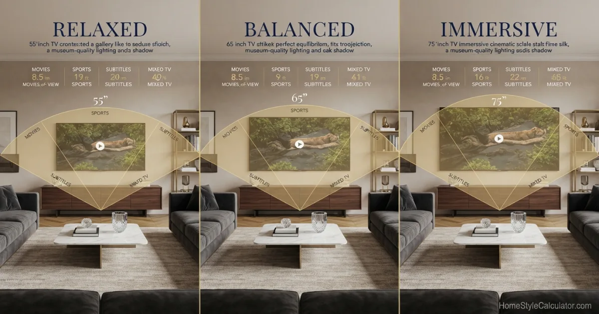 TV size for 8 feet comparison of 55 65 and 75-inch screens