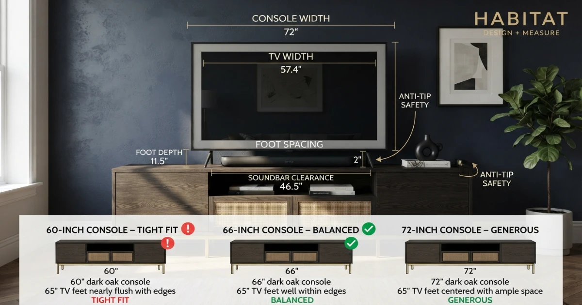 How wide is a 65 inch TV exact dimensions in inches and centimeters