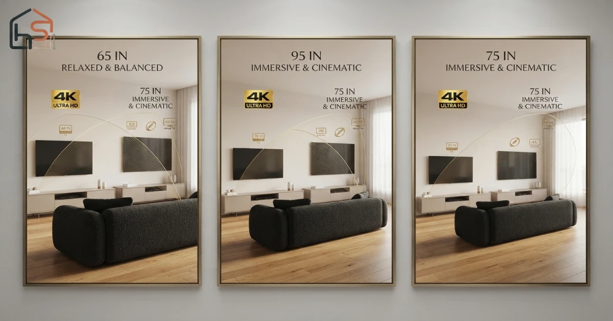 65 vs 75 inch TV viewing distance comparison chart