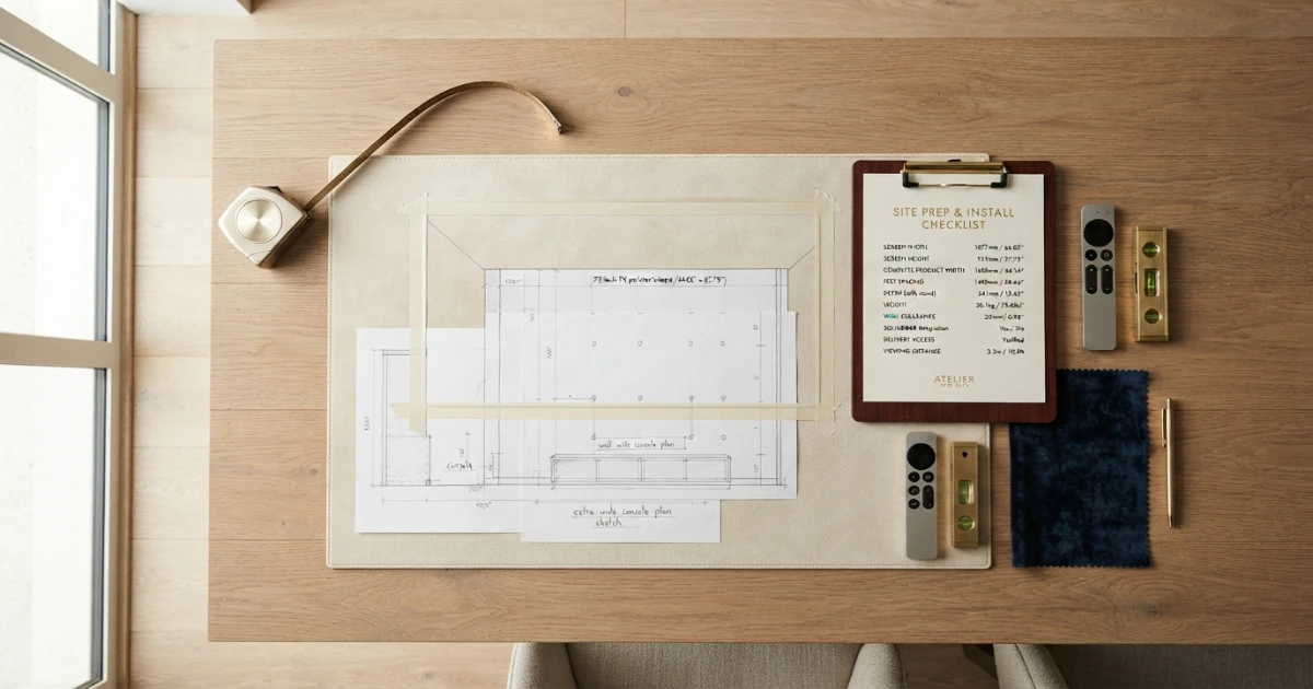 How wide is a 75 inch TV buying checklist for wall stand and delivery measurements