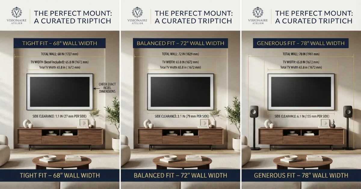 How wide is a 75 inch TV on 68 72 and 78-inch walls