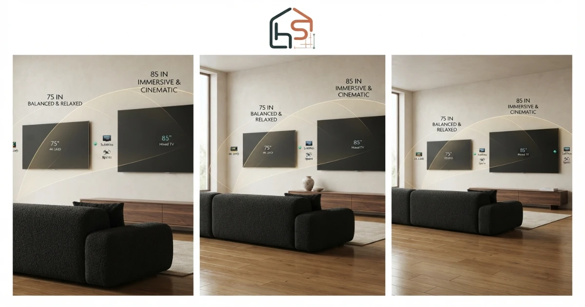 75 vs 85 inch TV viewing distance comparison chart
