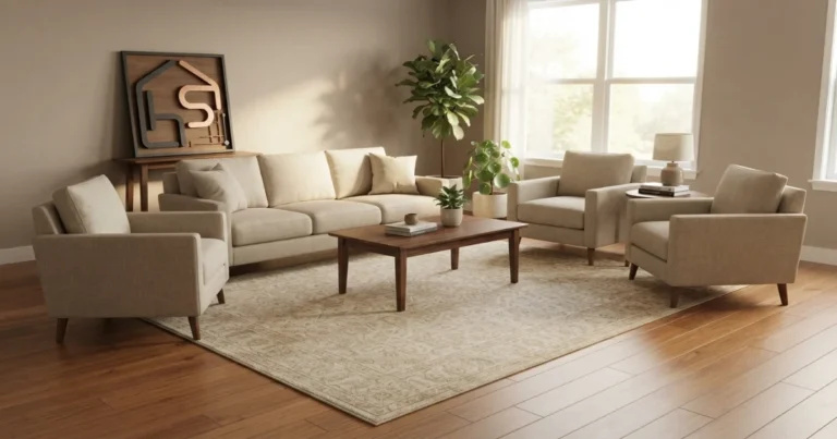 8x10 vs 9x12 rug comparison in a living room with 8x10
