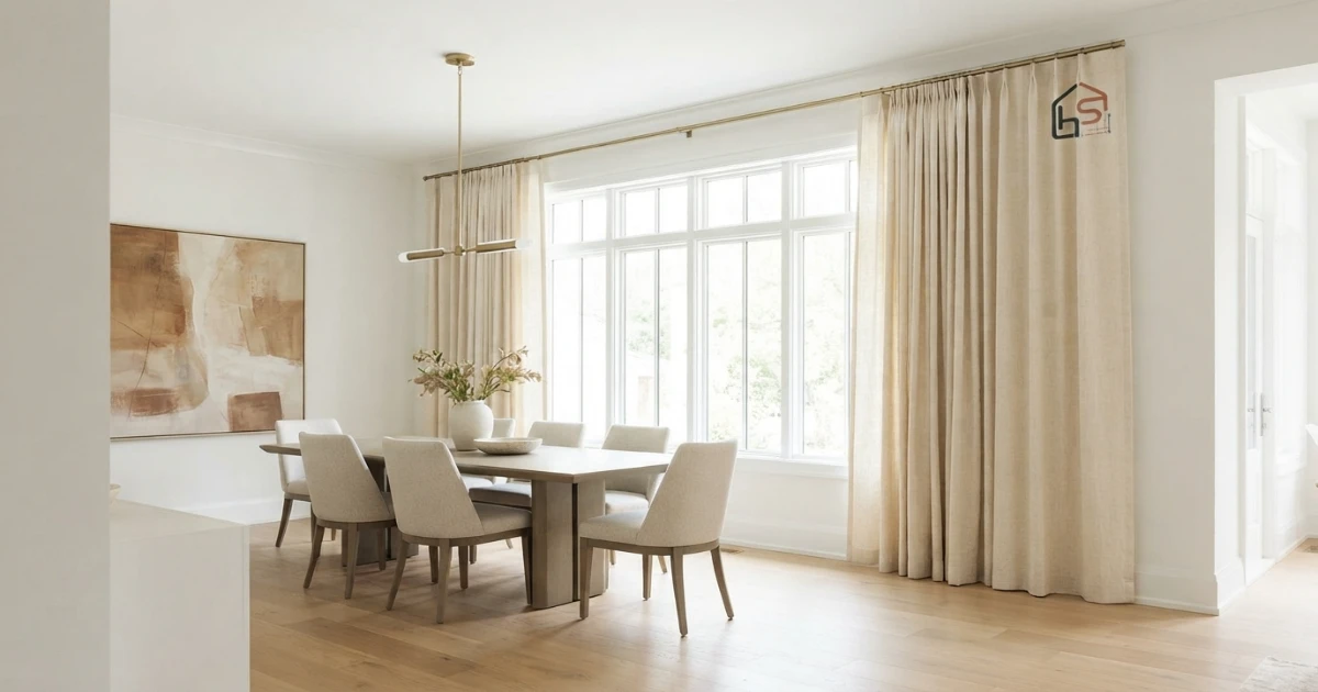 96-inch curtains for 8 ft ceiling in a high-and-wide installation