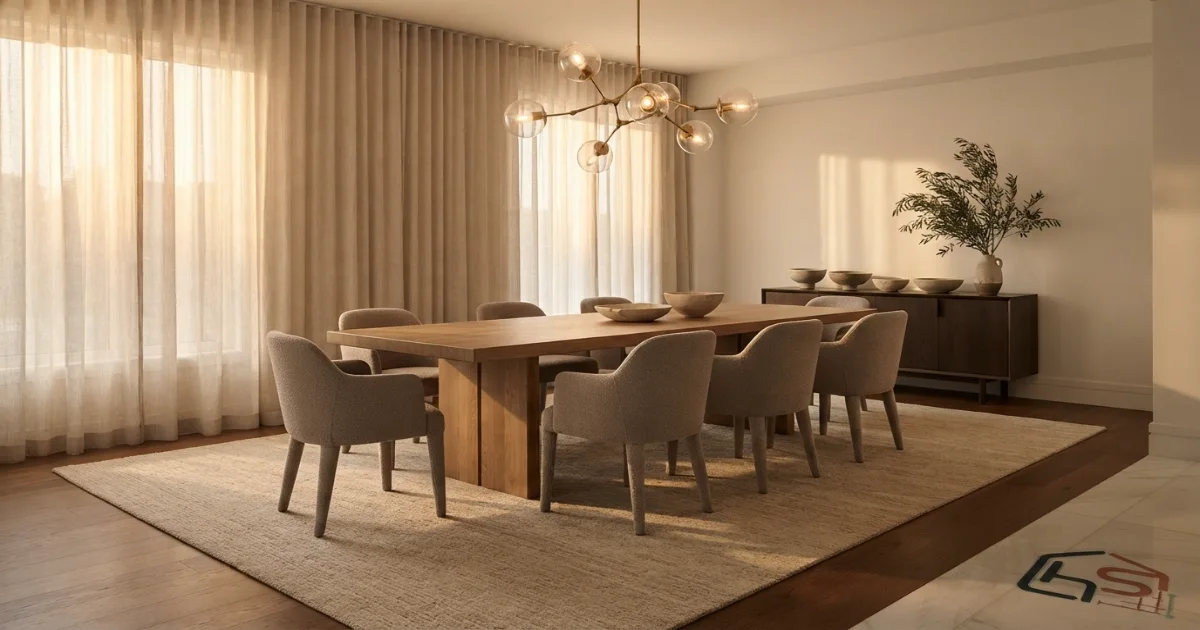 Rug size for dining room table with all chair legs remaining on the rug