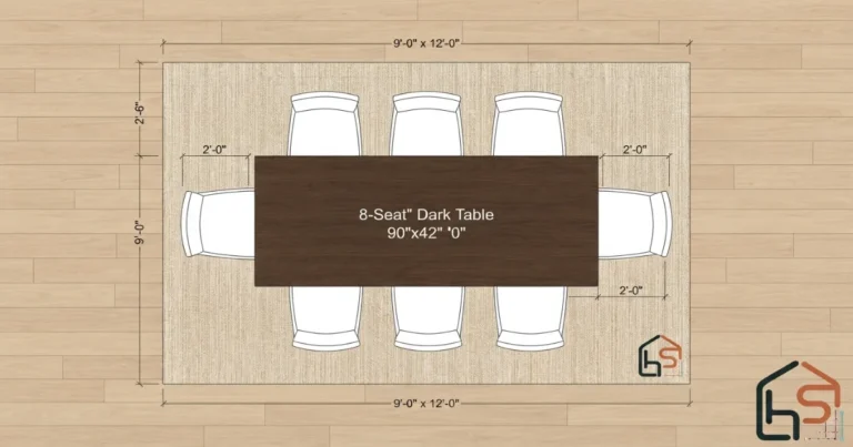 9x12 rug size for table with 8 chairs placement diagram with chairs pulled out