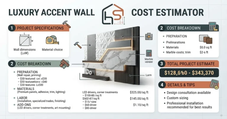 Accent wall calculator measurement guide.