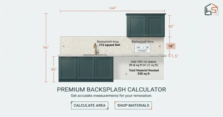 Backsplash calculator wall measurement guide.