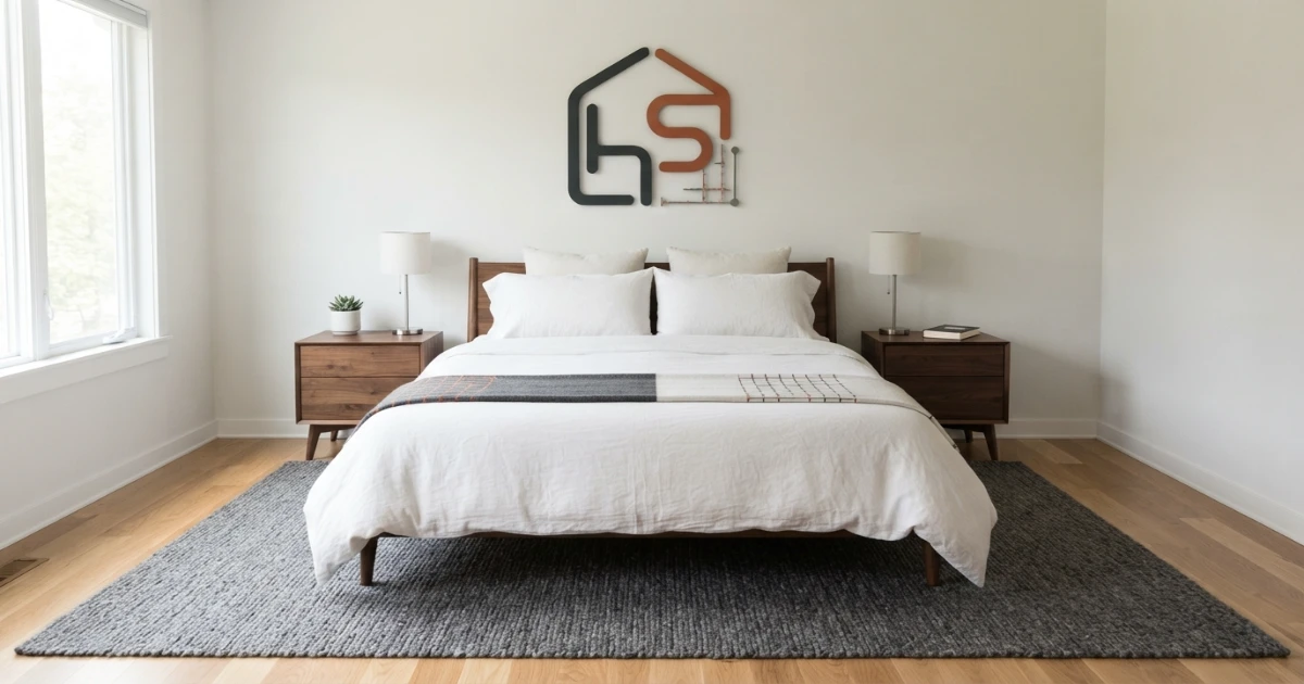 How much floor around rug edges should remain in a bedroom with a queen bed
