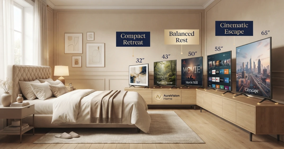 What size TV for bedroom viewing distance chart