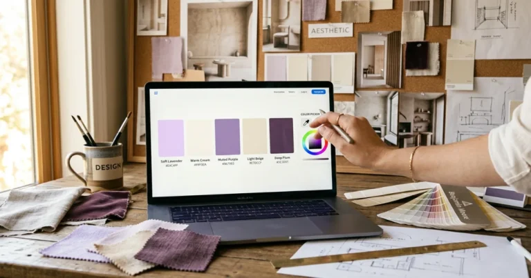 Color picker with generated 5-color room palette on screen