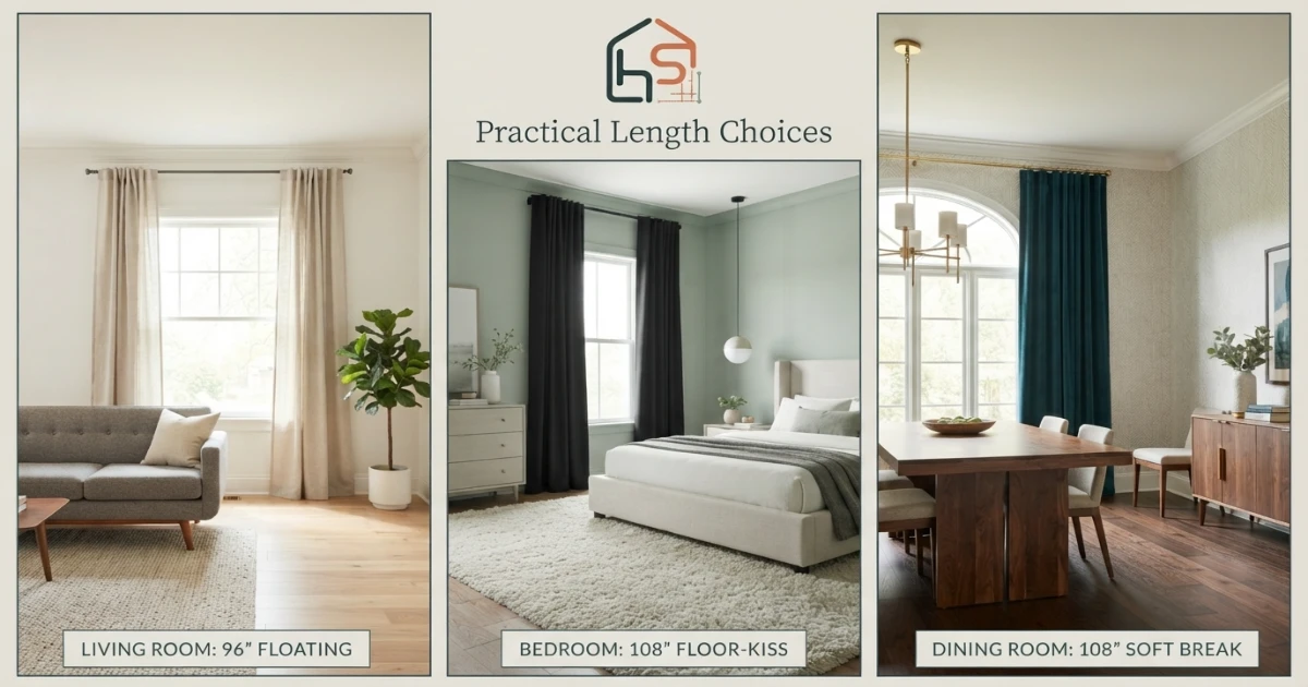 Curtains for 9 ft ceiling room-by-room length examples