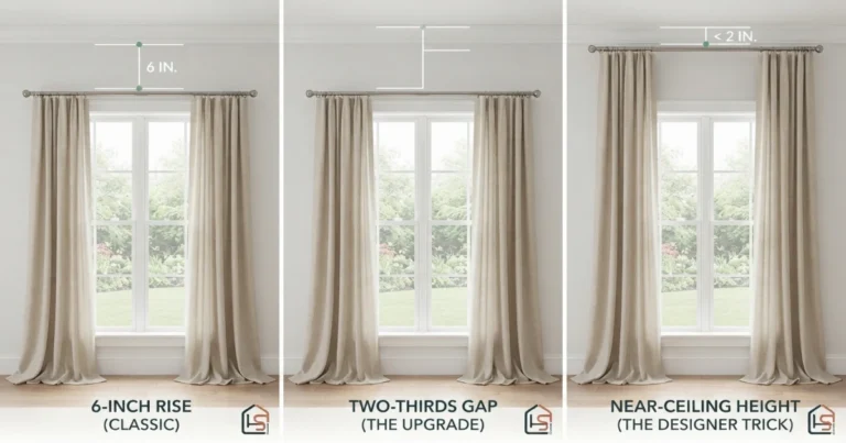 Classic two‑thirds near‑ceiling rod positions