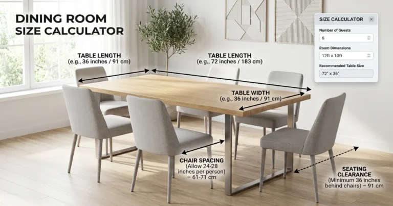 Dining table size calculator seat spacing and table length guide