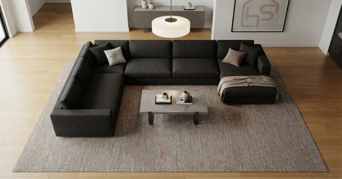 Rug size for sectional with full sofa coverage