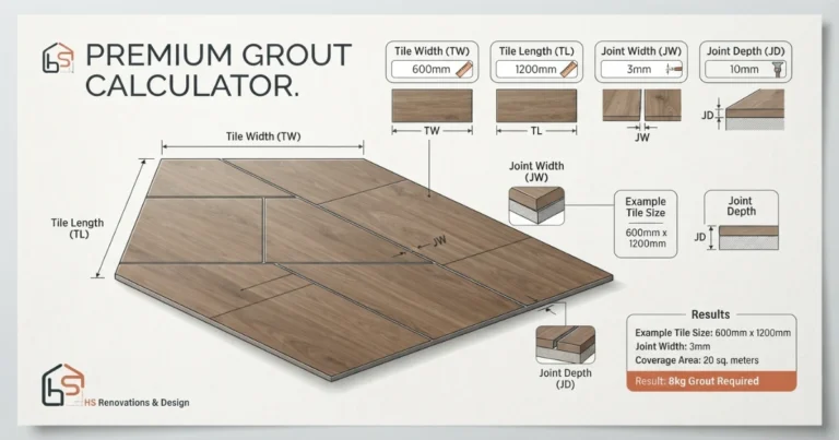 Grout calculator tile joint measurement guide.
