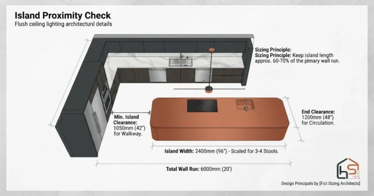 Kitchen island size calculator wall guide.