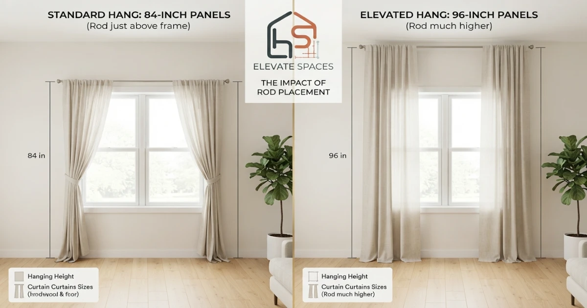 Measure 84 vs 96 inch curtains from the attachment point to the floor