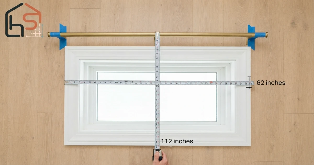 How to measure blackout curtains showing frame width side extension top overlap center overlap and floor length