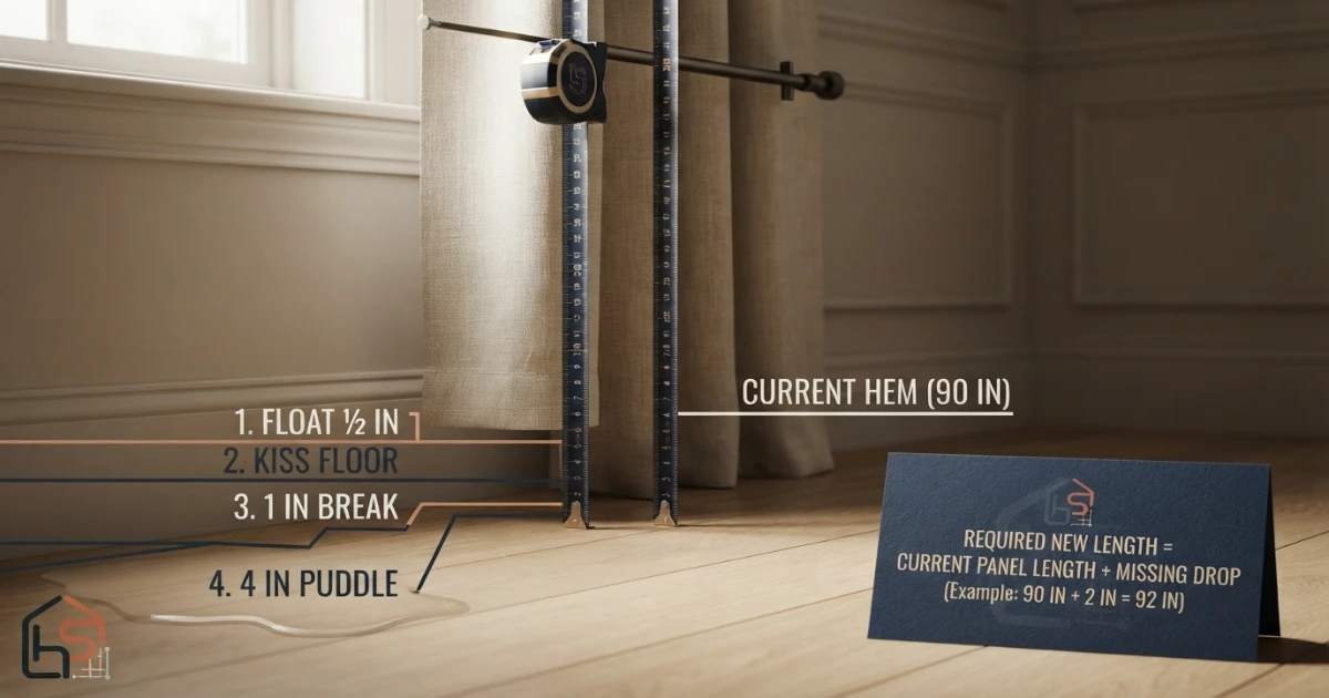 How to measure curtains that are too short from rod to floor