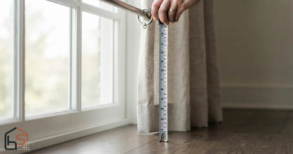 Curtain length guide measurement from hook to floor