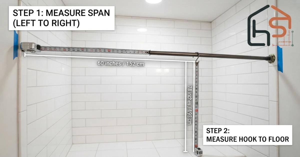 Shower curtain size buying checklist for rod path width length overlap liner and floor clearance