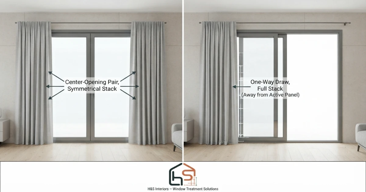 How to measure curtains for a sliding glass door including frame width rod extension stack-back and floor drop