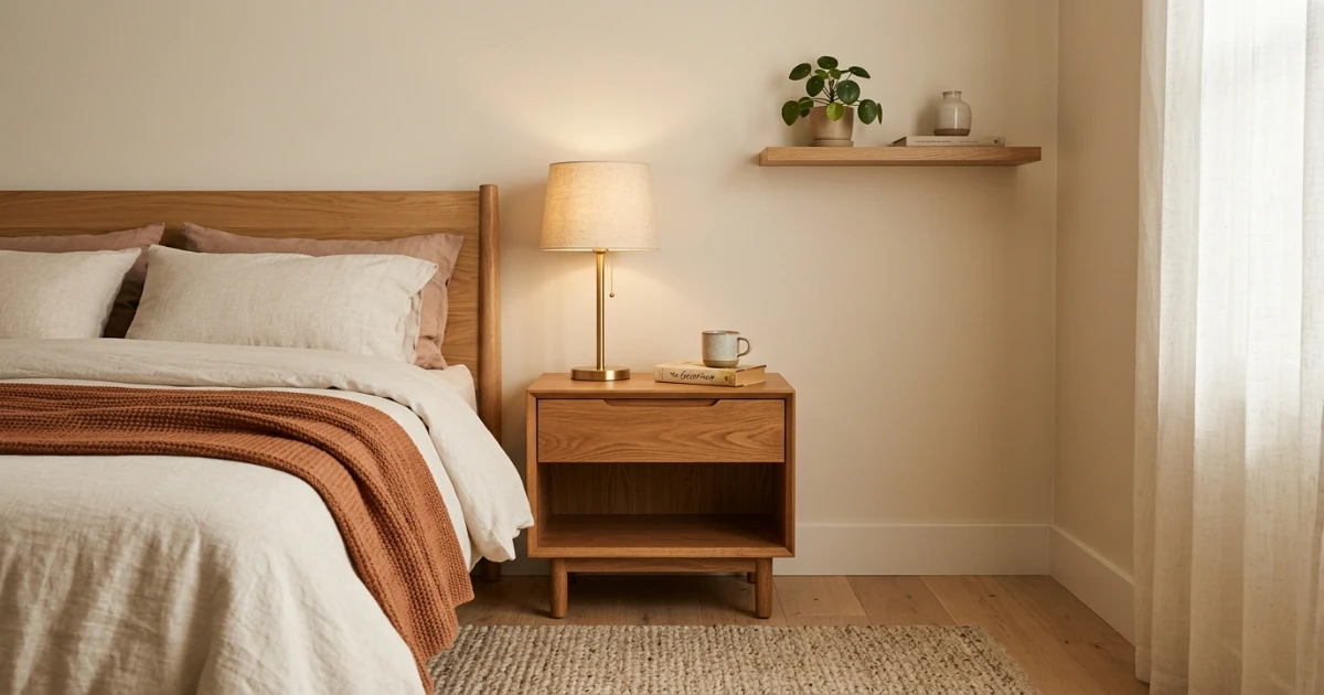 Bedroom layout showing nightstand placement with 24-inch width on each side