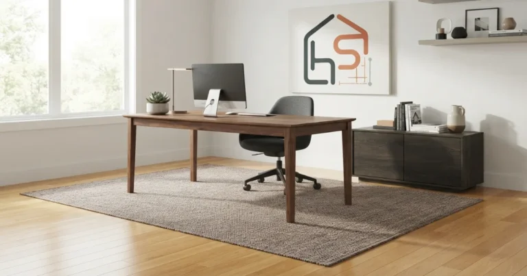 Office rug under desk and chair