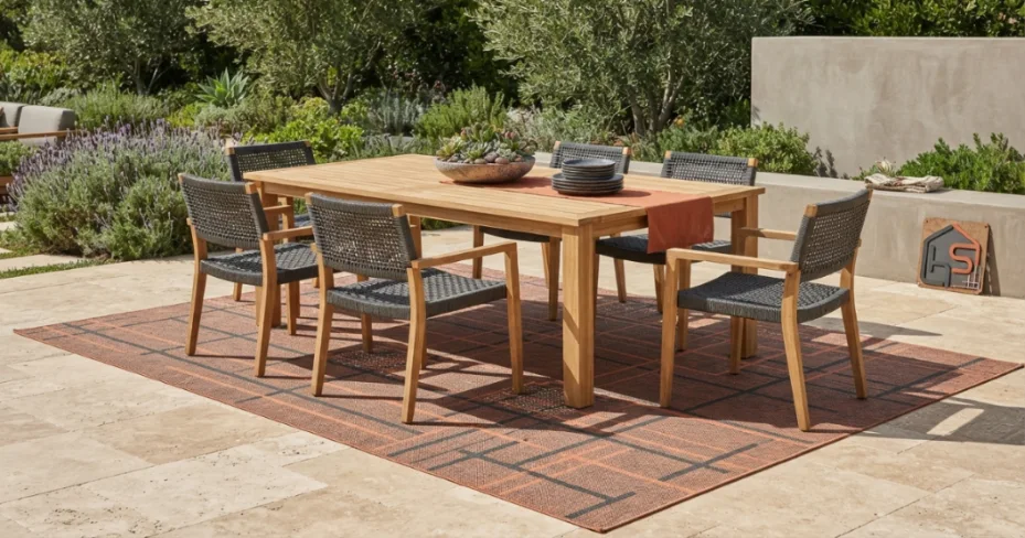 Outdoor rug size under a patio dining table