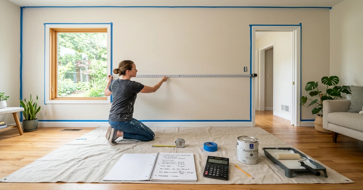 Paint coverage guide subtracting doors and windows