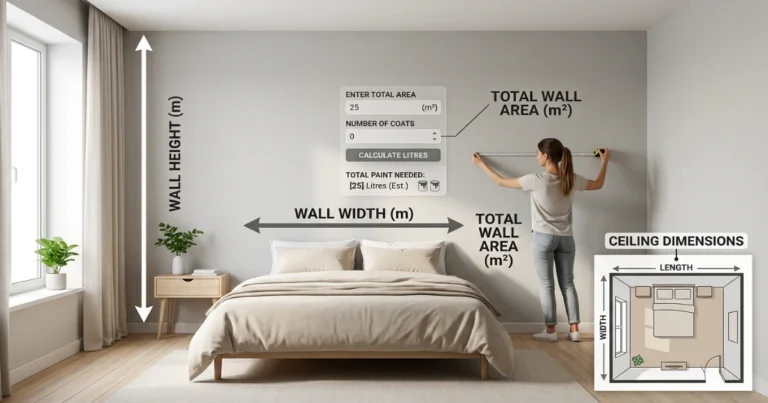 Paint calculator measuring bedroom wall area