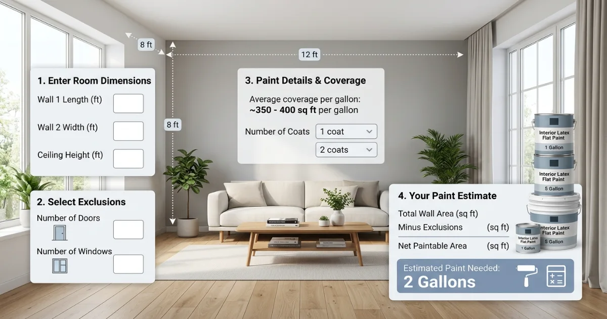 Paint calculator — estimating paint gallons for a room project
