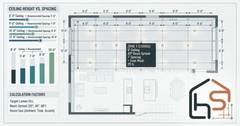 Recessed lighting calculator ceiling height guide.