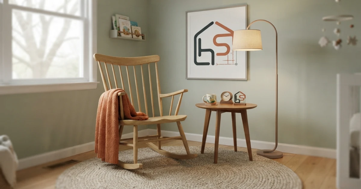 Nursery rug size for a rocking chair and side table zone