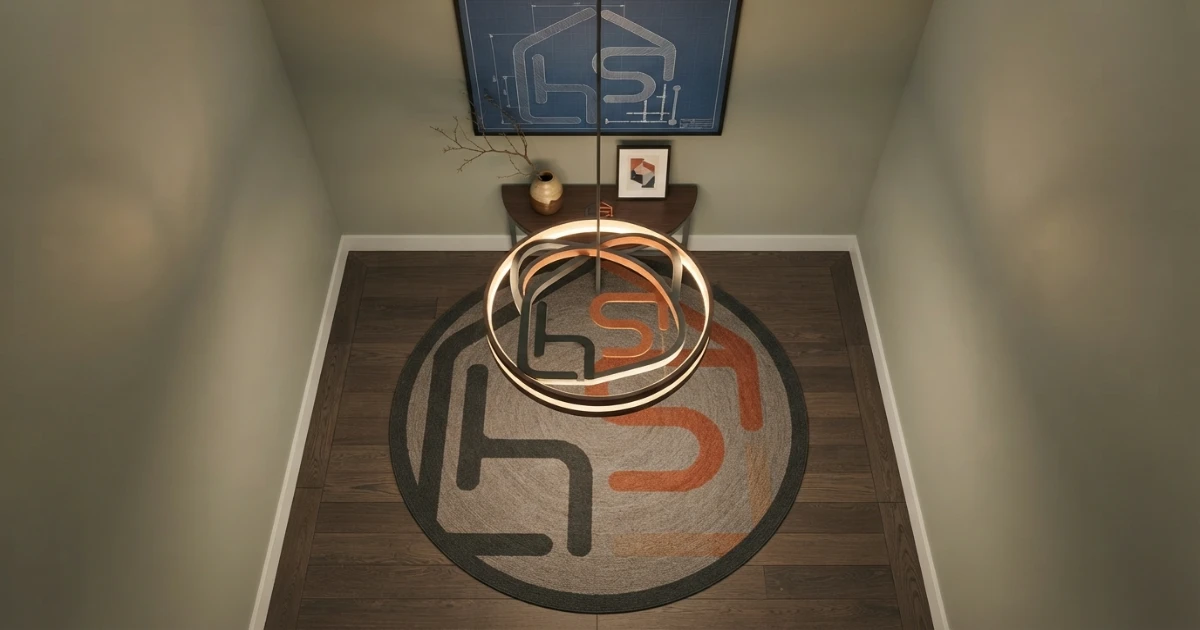 Entryway rug size for a round foyer rug beneath a centered table