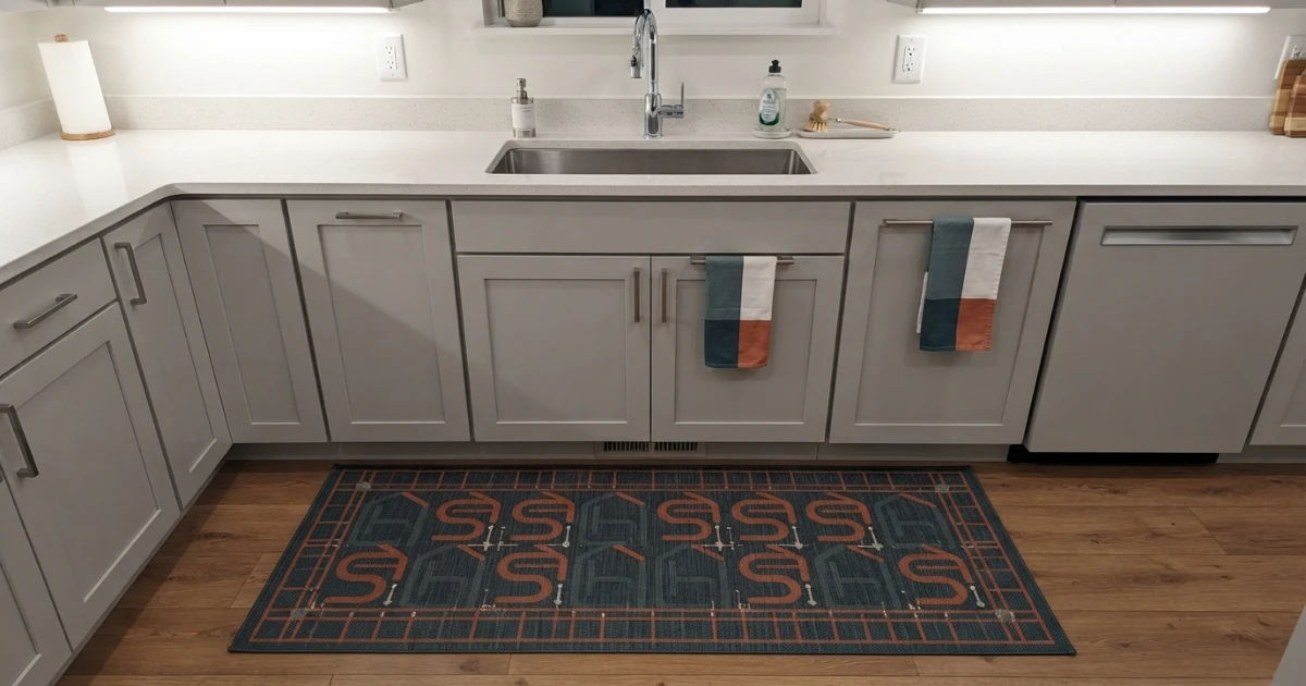 Kitchen runner size and placement in front of a sink