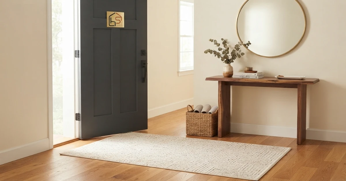 Entryway rug size for a small foyer with a single front door