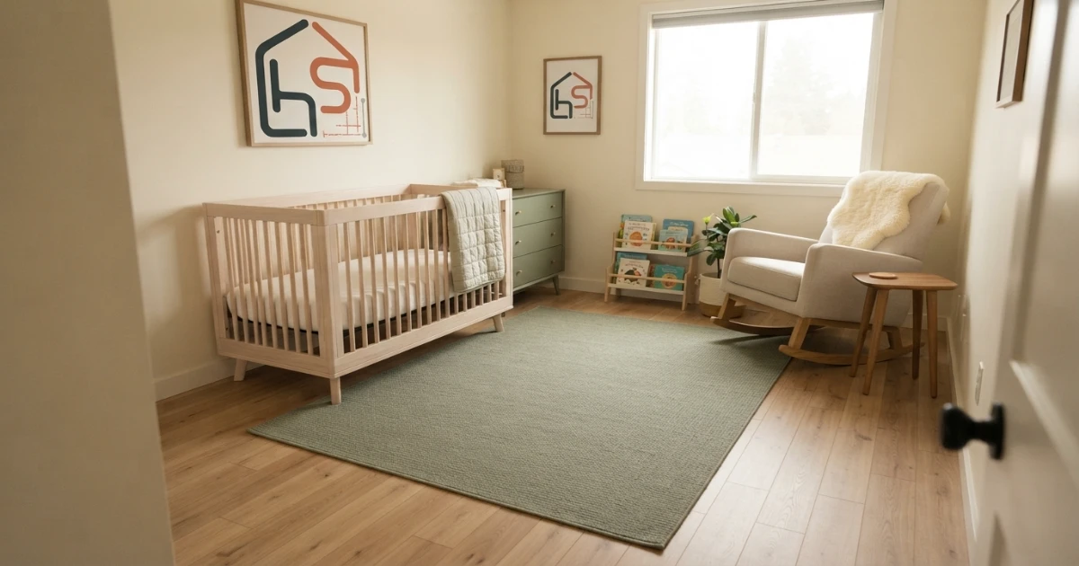 Nursery rug size for a small room with crib and chair
