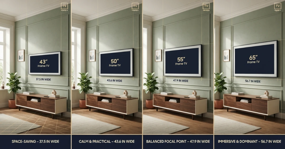 TV size for small room comparison of 43 50 55 and 65-inch screens