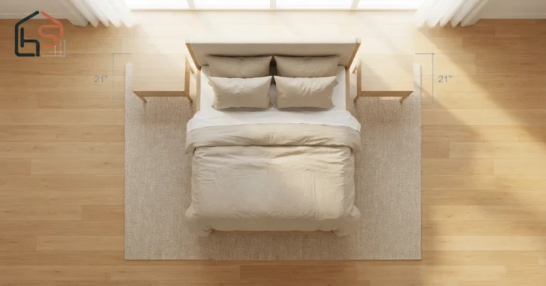 8×10 rug size under full bed placement diagram with nightstands