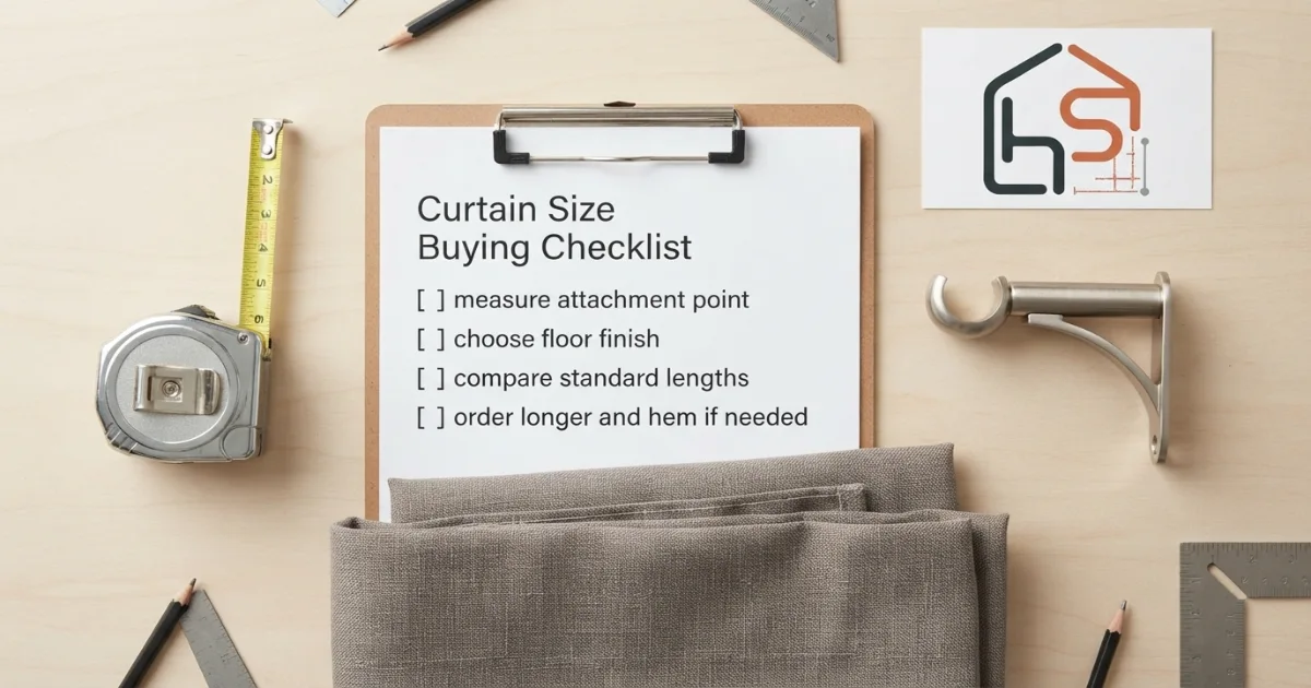 Standard curtain sizes buying checklist for length width fullness header and panel quantity