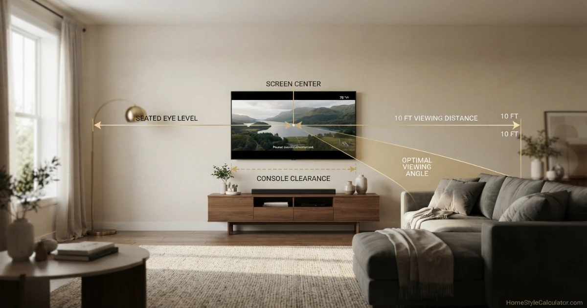TV mounting height for a 10-foot viewing distance