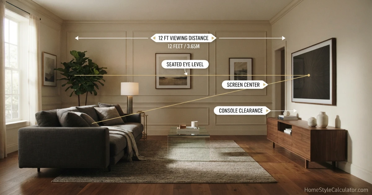 TV mounting height for a 12-foot viewing distance