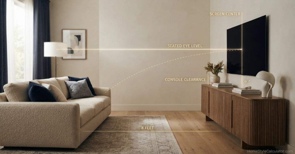 TV mounting height for an 8-foot viewing distance