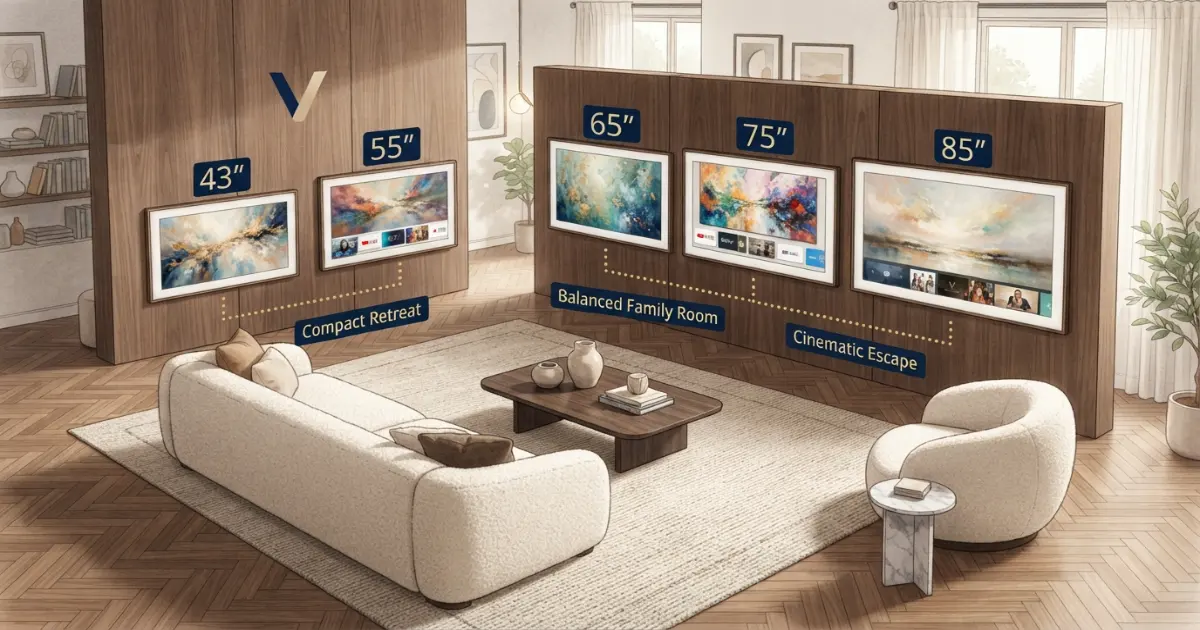 What size TV for living room viewing distance chart